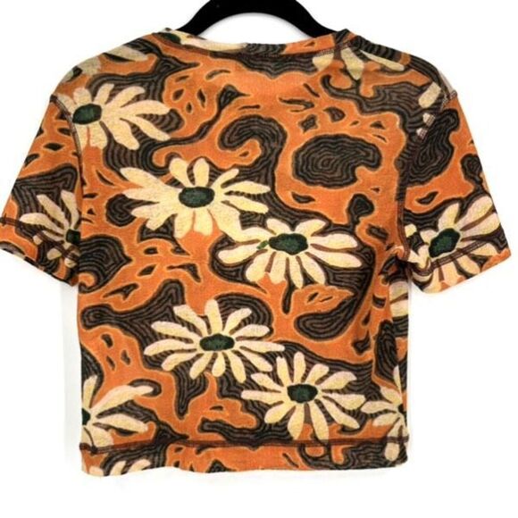 Nanushka Nilo Floral Short Sleeve Cropped Top Arte Povera Size Small Streetwear - Picture 2 of 8